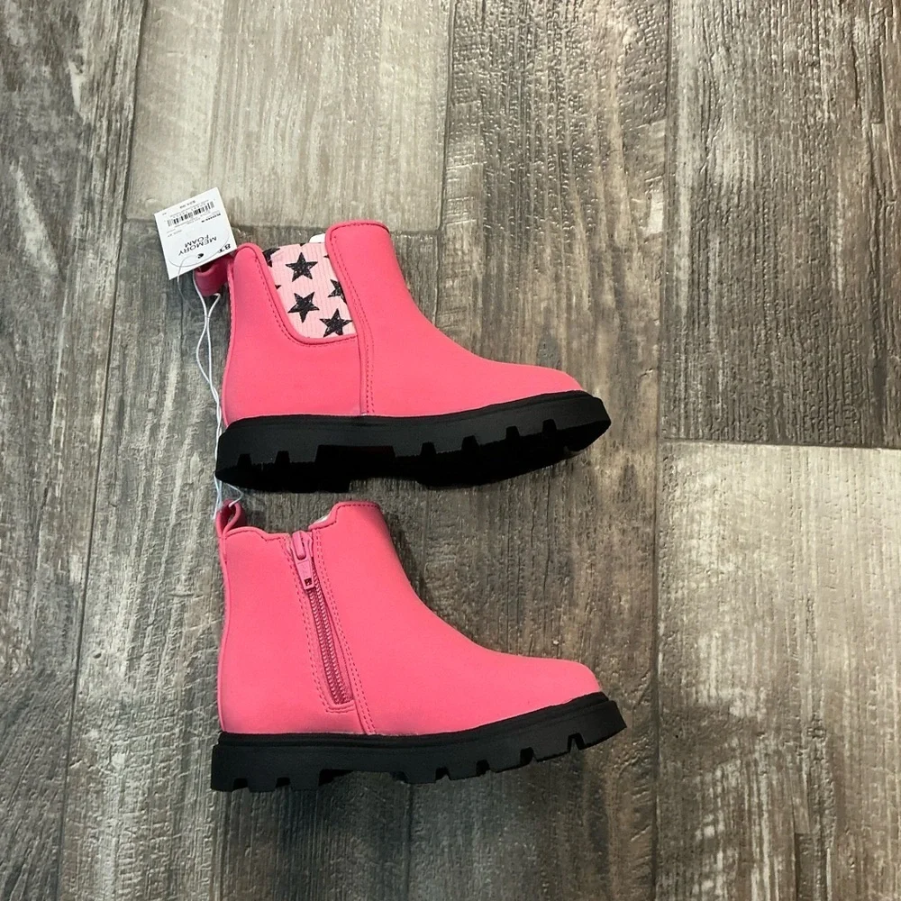 Jumping Beans Girl’s Pink Star-Panel Chelsea Boot Size 8